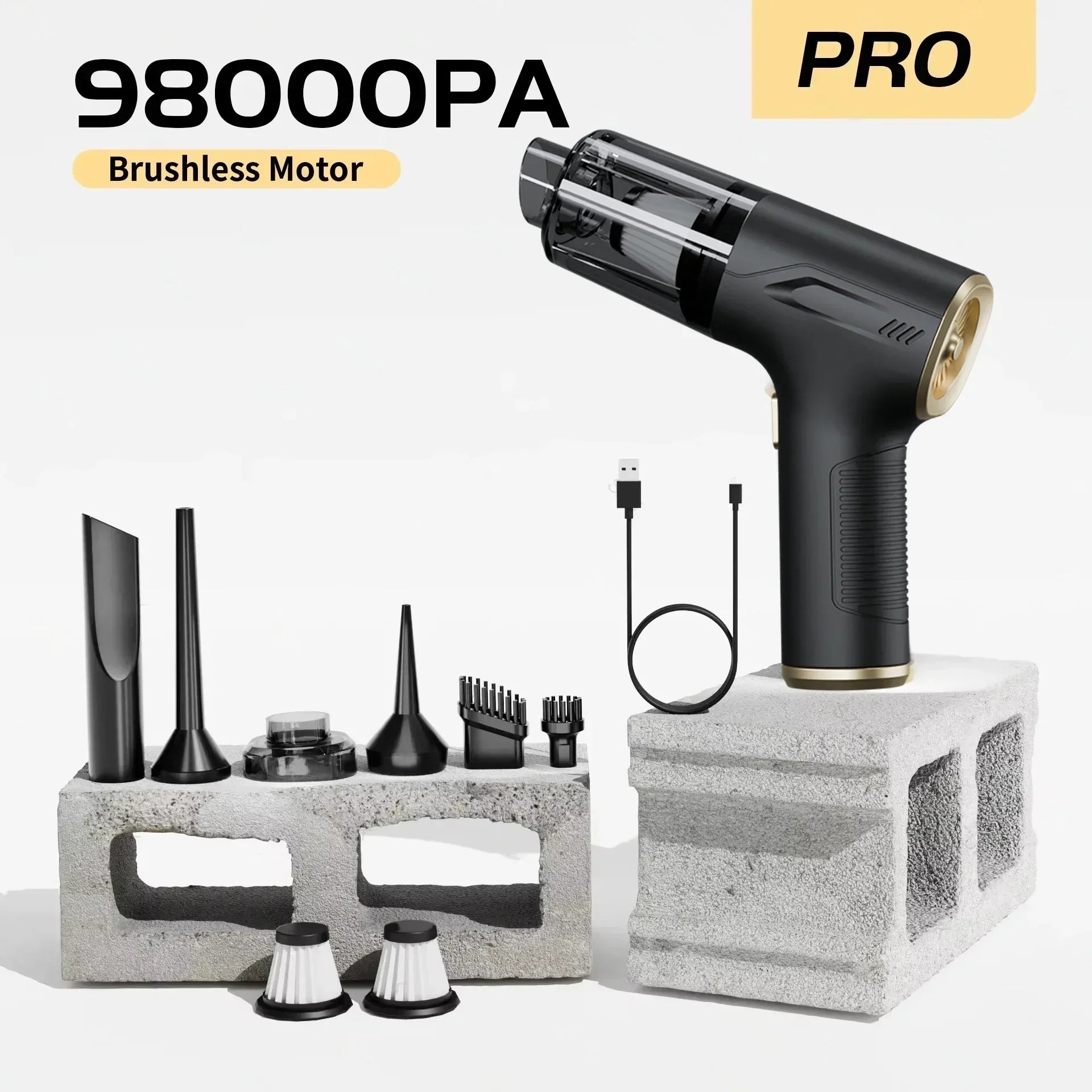 CENRR 98000PA Portable Cordless Car Vacuum Cleaner