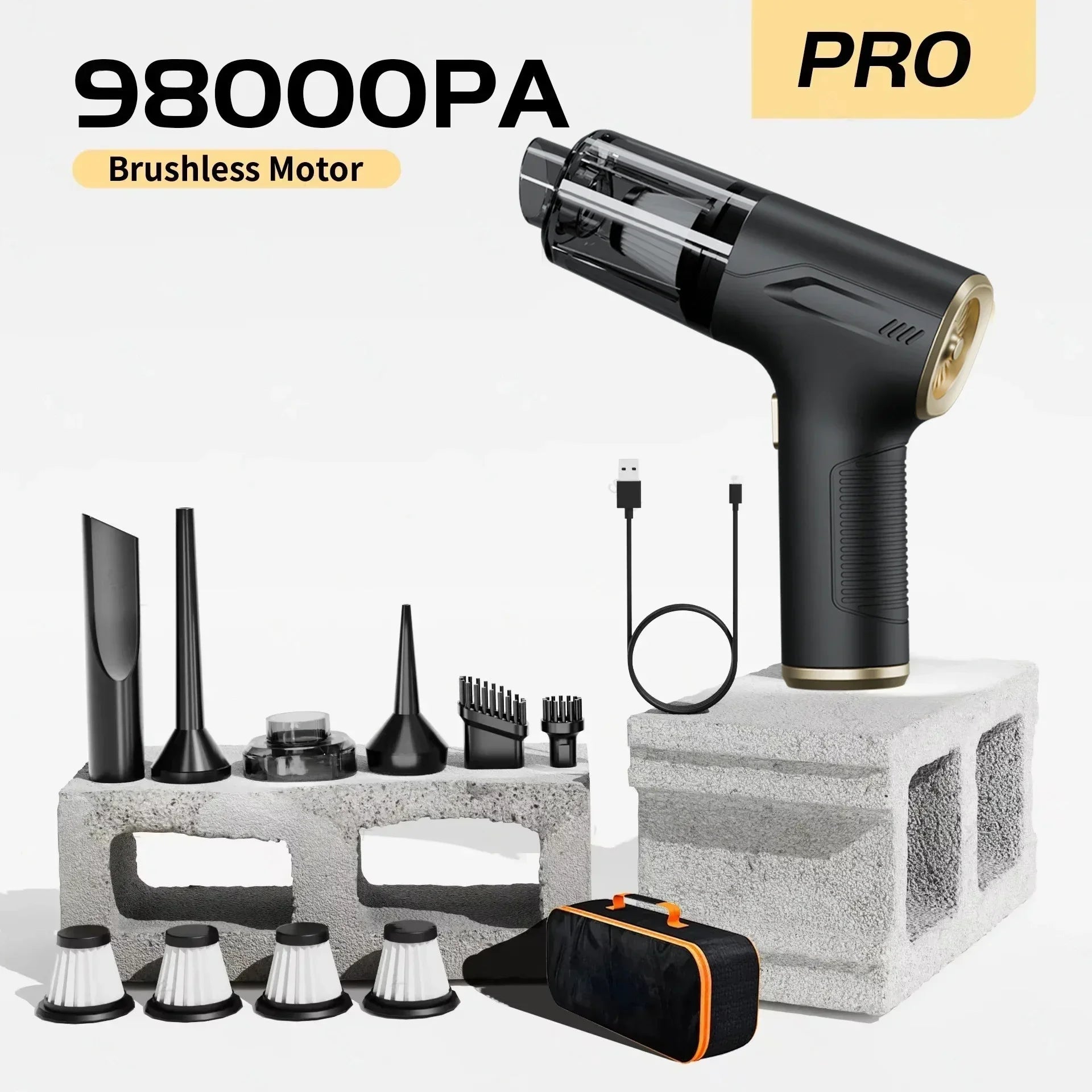 CENRR 98000PA Portable Cordless Car Vacuum Cleaner