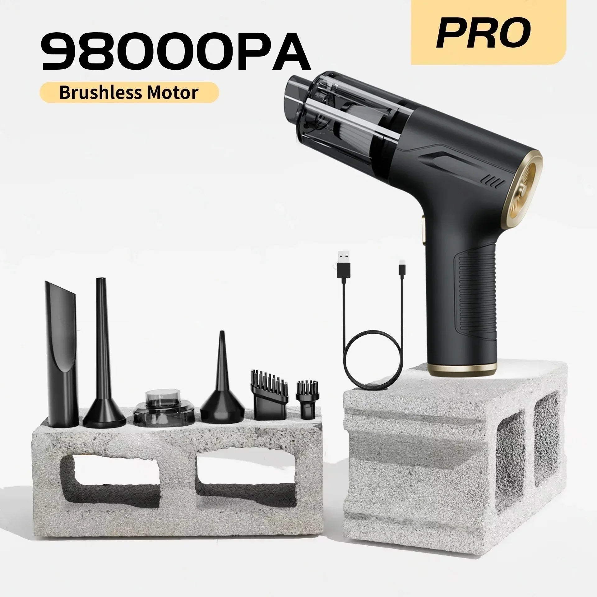 CENRR 98000PA Portable Cordless Car Vacuum Cleaner